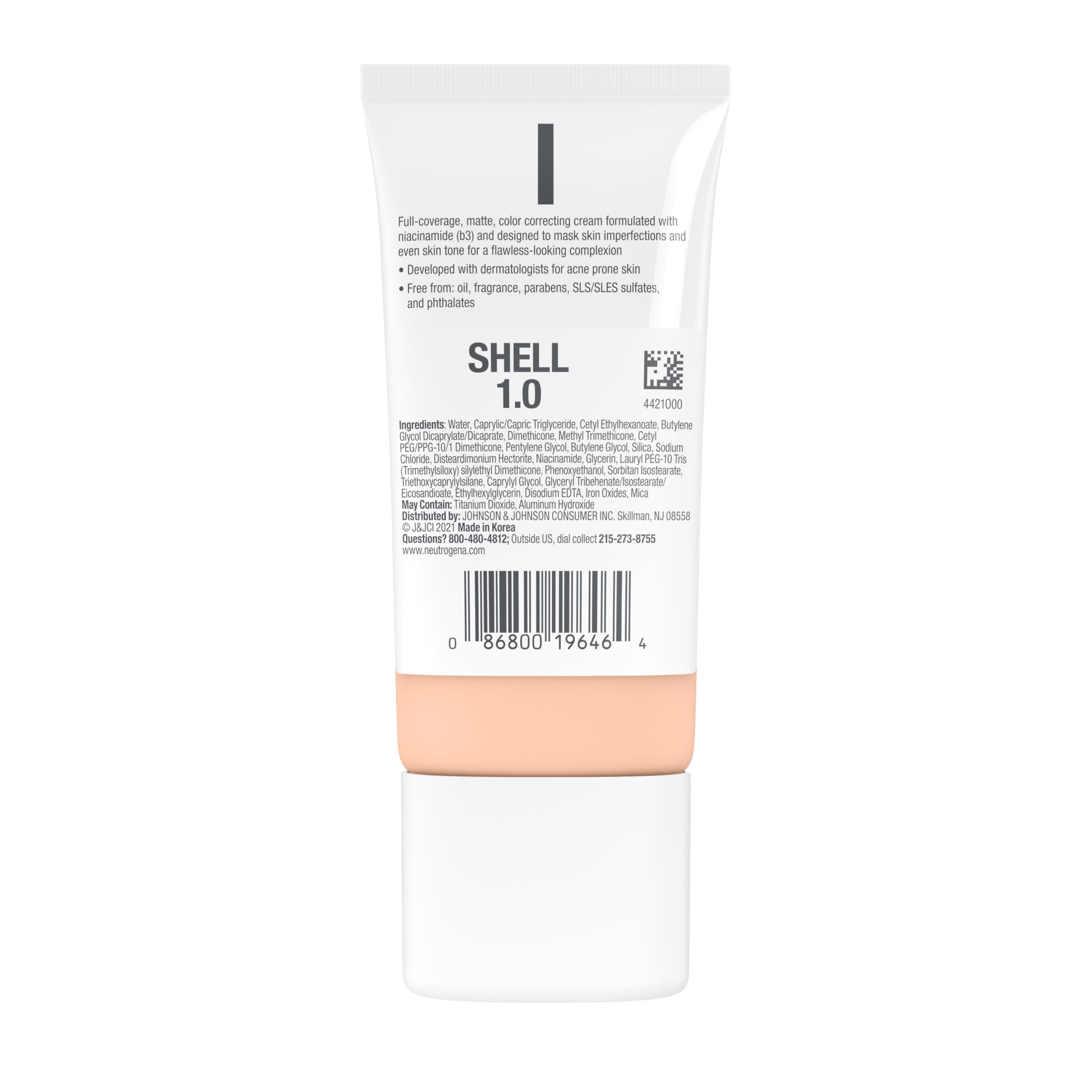 (2 pack) Neutrogena Clear Coverage Flawless Matte CC Cream, Shell, 1 oz