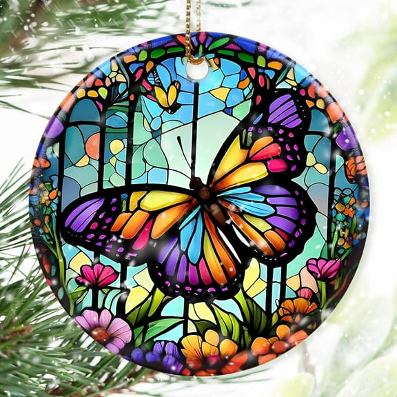 Colorful Ceramic Butterfly Christmas Ornaments - Butterfly Lovers' Gift, Christmas Decor & Tree Ornaments - Christmas Ornament - Holiday Tree Decoration - Ceramic Keepsake - Gift...