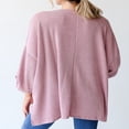 thumbnail image 4 of Women T-shirt Long Sleeve Crew Neck Ribbed Loose Slit Fall Tops, 4 of 6