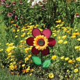 thumbnail image 2 of In the Breeze 2703 - 12 Inch Burgundy Sunflower Wind Spinner with Leaves - Colorful Flower for your Yard and Garden, 2 of 7