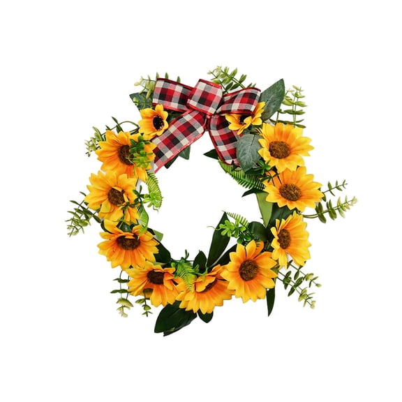 BBilaBu Sunflower Wreath with Welcome,Spring Summer Wreath,Unique Housewarming Gift,Mother'Day Gift,17Inch