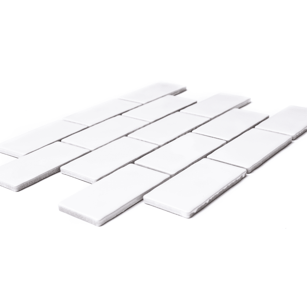The Tile Life Metro Snow White Glossy Porcelain Subway Mosaic Wall Tile, 12 x 12 in, 10-Piece