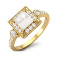 thumbnail image 2 of 1.14 Cts Pearl Square Shape Solitaire With Accent 925 Sterling Silver Gold Vermeil Engagement Mother's Day Gift Rings For Women, 2 of 3
