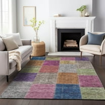 Addison Rugs Mayfield Washable Transitional Patchwork Copper Rectangle Rug, 10' x 14'