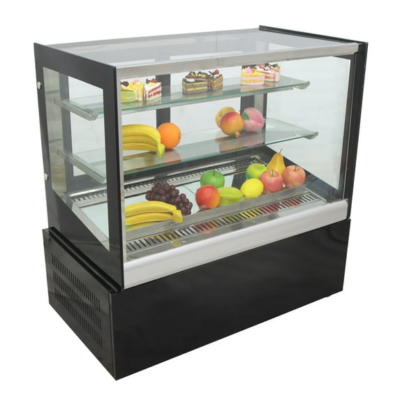 INTBUYING Right Angle Refrigerated Display Cabinet Bakery Cake Showcase with Defogging Function 220V