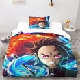 thumbnail image 1 of Ensemble de Literie Demon Slayer Anime Personnes Pièces Impression Animation Housse de Couette en Microfibre avec Fermeture Éclair, 1 of 5
