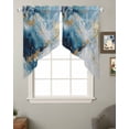 thumbnail image 2 of Blue Oil Painting Swag Valances for Windows, Modern Marble Art Abstract Rod Pocket Sheer Valances for Large Windows, Swag Toppers Light Filtering for Kitchen Living Room 2 Panels 36''x45'', 2 of 6