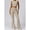 Beige, variant on Women's Flared High Waist Pants and Cropped Tank Top Activewear Set - X Large, Beige