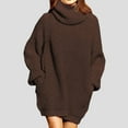 thumbnail image 2 of Swuxness Women's Casual Long Sweaters, Women Long Sleeve Sweater Top, Women's High Neck Soft Comfortable Fashion Lightweight Long Sweaters for Ladies Brown, XL, 2 of 4