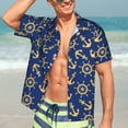 thumbnail image 4 of KLL Men's Hawaiian Shirt Short Sleeve Button Down Beach Shirts-Anchors and Nautical, 4 of 6