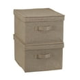 thumbnail image 5 of Household Essentials Large Fabric Storage Bins 2 Pack, Soft Poly Linen with Sturdy Sides, Attached Handle and Fully Removable Lid, Brown, 5 of 8