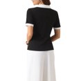 thumbnail image 3 of CAMISA DE CUELLO EN V INSPIRADA CHIC PARA MUJERES, BLUSA CORTA DE MANGA VERANO CASUAL TALLA XL NEGRA, 3 of 6