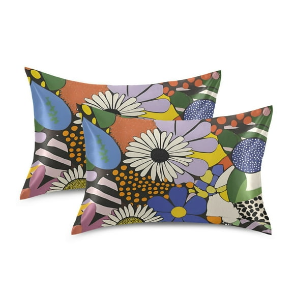 Yayeee Pillowcase Standard Size Set of 2 Satin Wrinkle Resistant Pillow Case, Blue Floral