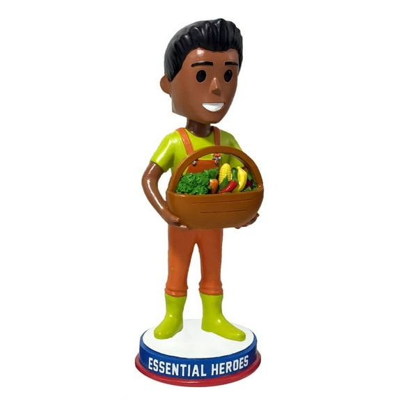 Farmer Field Worker Essential Heroes Bobblehead Male Dark Skin Tone