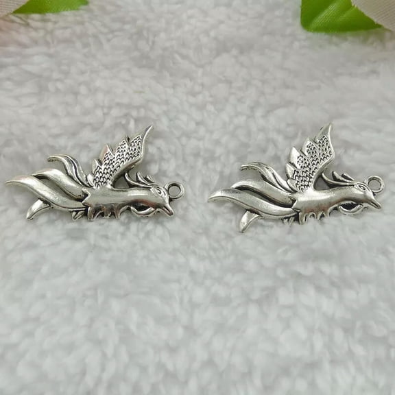 HOOUN 112 pcs tibet silver phoenix charms pendant 35x22mm B304