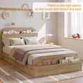 thumbnail image 3 of TWIN-XL Size Bed Frame, Low-Profile Platform Bed Frame with Storage Headboard & Footboard — Wooden Slat Support, No Box Spring Required, Natural, 3 of 5