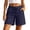 Navy, variant on Gyujnb Women High Waist Cotton Linen Shorts Adjustable Drawstring Waist Casual Summer Shorts with Pockets,Coffee