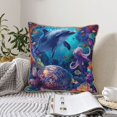thumbnail image 6 of Fotbe Underwater Turtle Dolphin Octopus Pattern Velvet Decorative Throw Pillow Covers with Elegant Piping, Soft Plush Cushion Cover for Sofa, Bed, Car, Office-16"x16", 6 of 8
