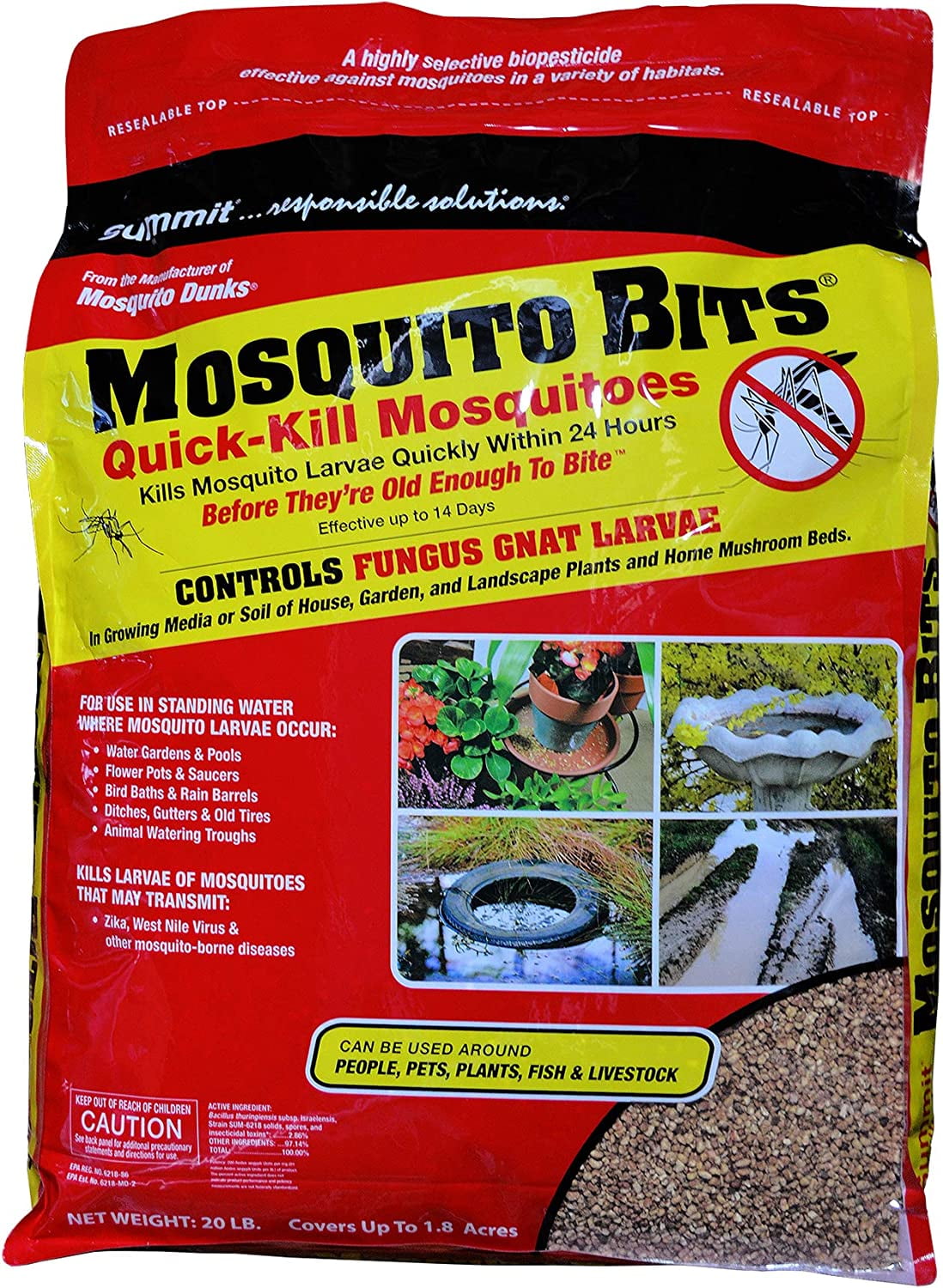 Summit Mosquito Bits, 20 lb, QuickKill Biological Control for mosquitos and fungus gnats