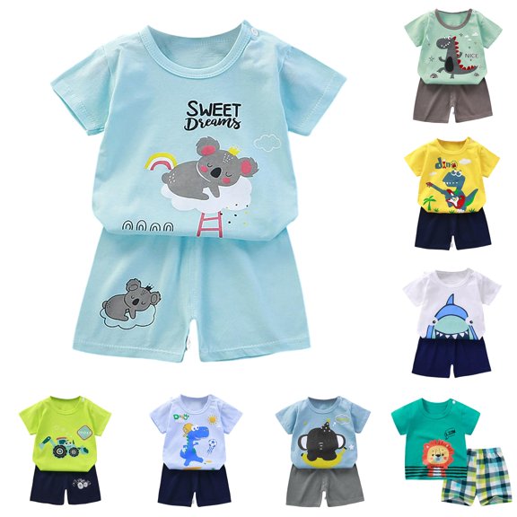 HCYSFG Boys Graphic Print Outfit Sets 2 Piece Short Sleeve Crewneck Clothing Sets T Shirt And Shorts Matching Sets
