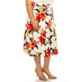 thumbnail image 2 of Women's Plus Size Classic Floral Print Flared Lightweight Midi A-line Skirt, 2 of 5