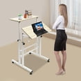 thumbnail image 4 of Loyalheartdy 24" Mobile Stand Up Desk Adjustable Height Rolling Desk with 2USB Socket for Home Office (Oak), 4 of 12
