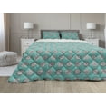 thumbnail image 1 of Blue Mandala Comforter & Sham Bedding Set, Medieval Floral Royal Pattern Symmetrical Motifs, 3 pcs Duvet Set Microfiber Filling Quilt, 5 Sizes, Turquoise Black, by Ambesonne, 1 of 4