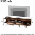 thumbnail image 2 of TV Stand for 65 Inch TV, Oval Media Console with 2 Rattan Drawers and 2 Sliding Doors, Walnut Color MDF Storage Cabinet Sideboard with Rounded Corners for Living Room (Walnut A), 2 of 18