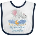 thumbnail image 3 of Inktastic My Grandma Loves Me Cute Elephants Clouds Moon and Stars Boys or Girls Baby Bib, 3 of 4