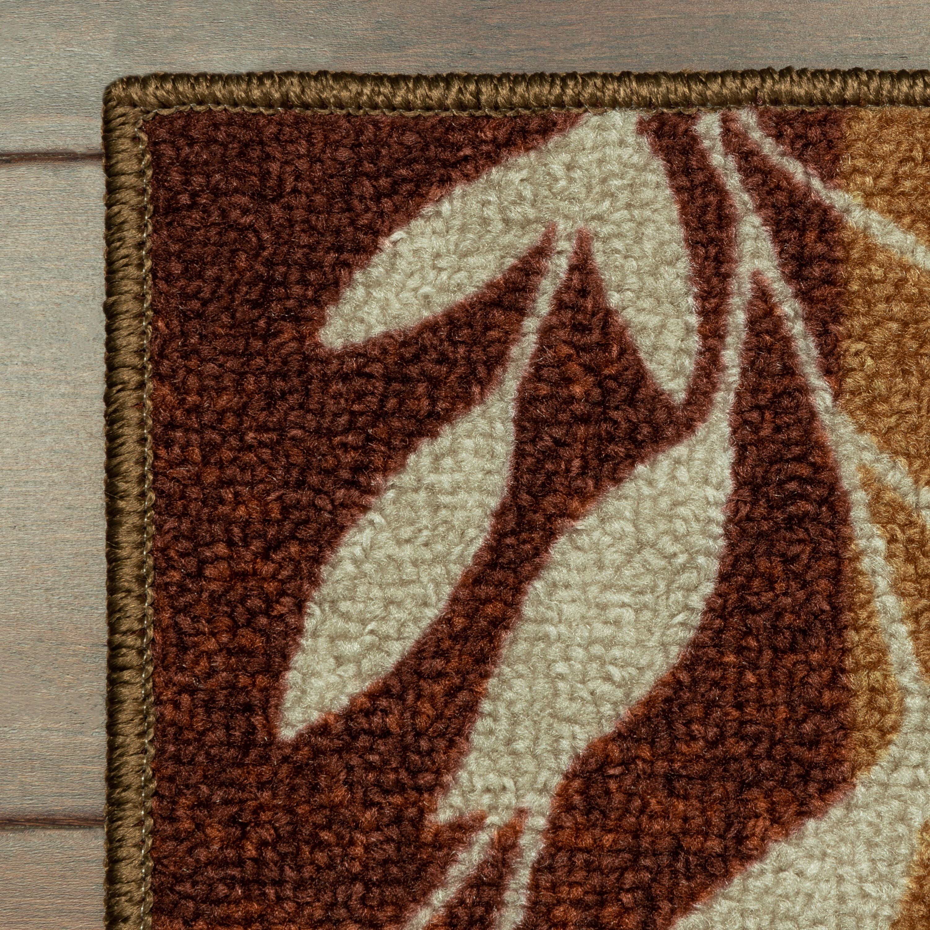 Mainstays Leaf Block Indoor Area Rug, Rust Brown, 4 ft x 5 ft 4 in