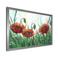 thumbnail image 2 of Designart 'Three Red Bright Poppy Flowers On A Green Meadow' Traditional Framed Art Print, 2 of 4