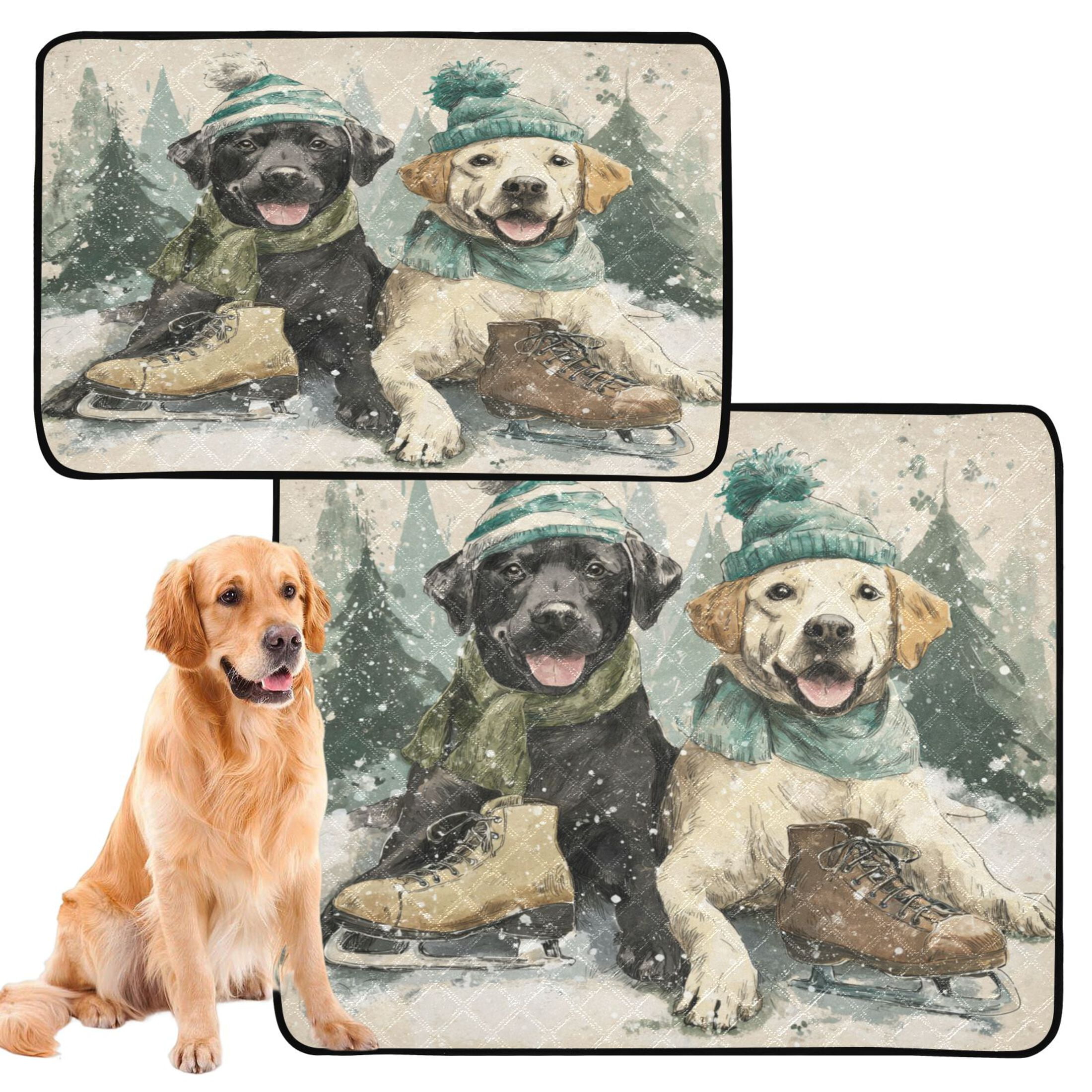 Qxltty Snow Labrador Cat litter Pads Pet Set of 3 Diaper Mats Center Anti-leakage Layer Absorbent Soft and Comfortable