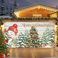 thumbnail image 2 of Fsddascl 7 x 16 Ft Christmas Garage Door Cover, Retro Snowman Christmas Large Garage Door Banner, Vintage Xmas Tree Snowflake Hanging Garage Mural Background for Indoor Outdoor Xmas Party Supplies, 2 of 9
