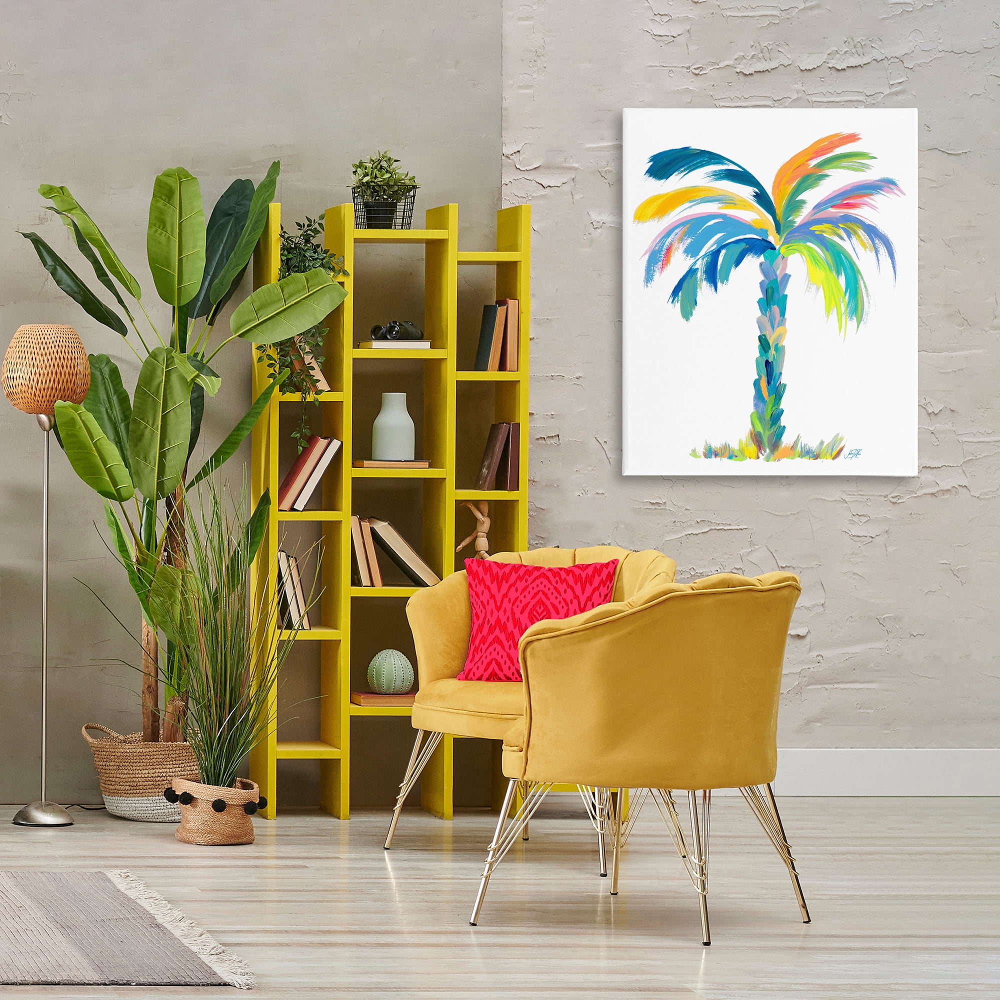 Stupell Industries Bold Brushed Palm Botanical & Floral Painting Gallery Wrapped Canvas Art Print Wall Art, 30 x 40
