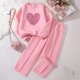 thumbnail image 2 of Odeerbi 8-13 Años Conjunto de San Valentín Para Niñas Con Estampado de Amor Sudaderas de Algodón de Cuello Redondo Pantalones de Pata Ancha Trajes de Dos Piezas, 2 of 9