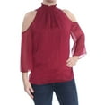 thumbnail image 2 of RACHEL ZOE $99 Womens New 1079 Maroon 3/4 Sleeve Cold Shoulder Top S B+B, 2 of 3
