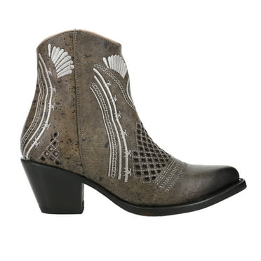 Ferrini Womens Savannah Embroidered Cut Out Pointed Toe Cowboy  Ankle Boots