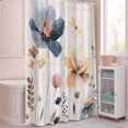thumbnail image 5 of Shower Curtain Watercolor Flowers Leaf Shower Curtains for Bathroom Decor, Waterproof Polyester Shower Curtain Set with Hooks, Standard Size 72" x 72" Blue Pink Floral Plant, 5 of 9