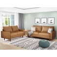 thumbnail image 4 of Koby Home's Collection Luca Modern Loveseat, Upholstered in Faux Leather with Track Arms, Cushion Back, and Wooden Legs, 2-Seater for Small Space, Tan Brown Color, 4 of 4