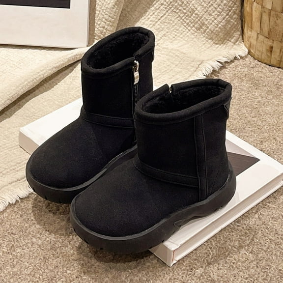 Ulitacool Toddler Boys Boots Boys Winter Boots Ankle Boots With Memory Foam Non Kids Boots Warm Short Booties Outdoor Activities Lovely Soft Feetwear 12-13 Years Black