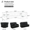 thumbnail image 2 of Aukfa 3-Piece Recliner Sofa Set, 6 Seat Sectional Couch with Cup Holders&Storage Console, Leather, Black, 2 of 11