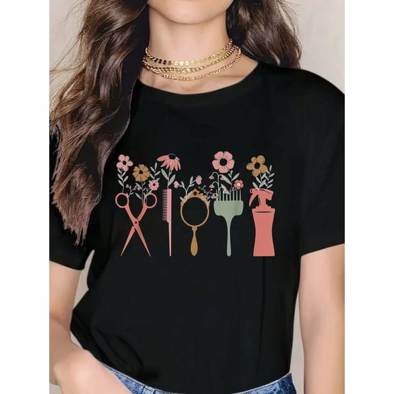 Hair Stylist Hairdresser Floral Salon Hairstylist Men Women T-Shirt