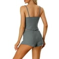 thumbnail image 3 of INSPIRE CHIC Women's Pajama Sets Knit Cami Tops with Shorts 2 Pcs Lounge Sleepwear M Dark Gray, 3 of 6