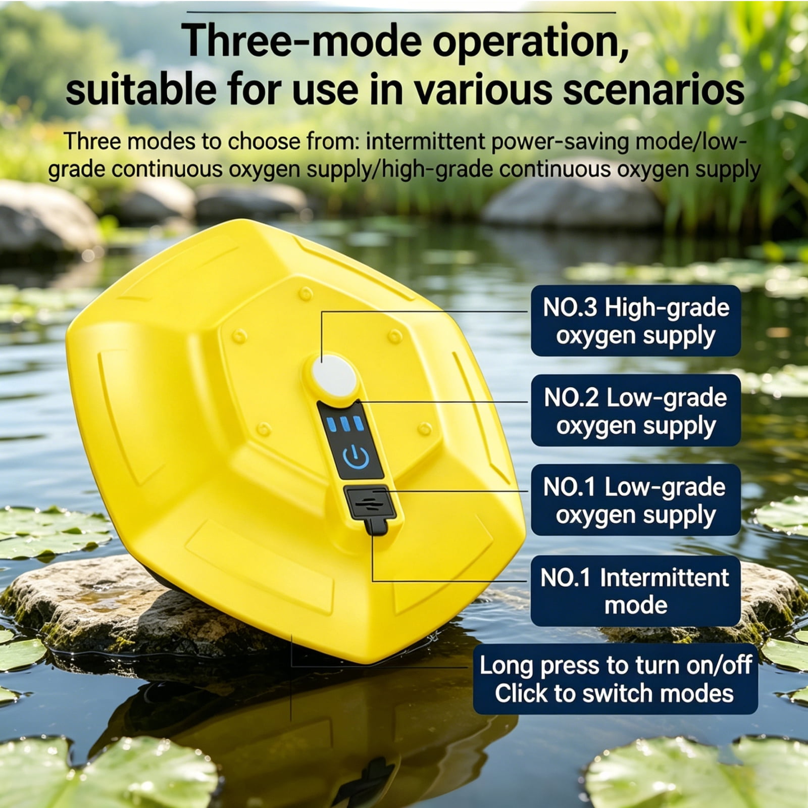 Floating Bait Aerator, Rechargeable Portable Fish Aerator with 3000mAh Battery, Livewell Aerator Pump for Fishing Trips and Fish Tank Use