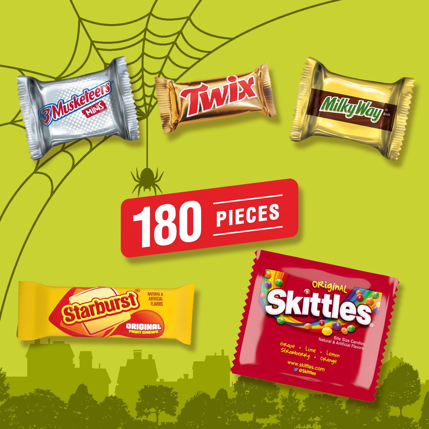Skittles, Twix, Starburst & More Halloween Candy Variety Pack - 180 Ct Bulk Bag