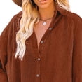 thumbnail image 2 of Blusa de gran tamaño Turn Down Collar Button Up Manga Larga Loose Fit Corded Velveteen Camisa Las Mujeres para Viajes Diarios, 2 of 5