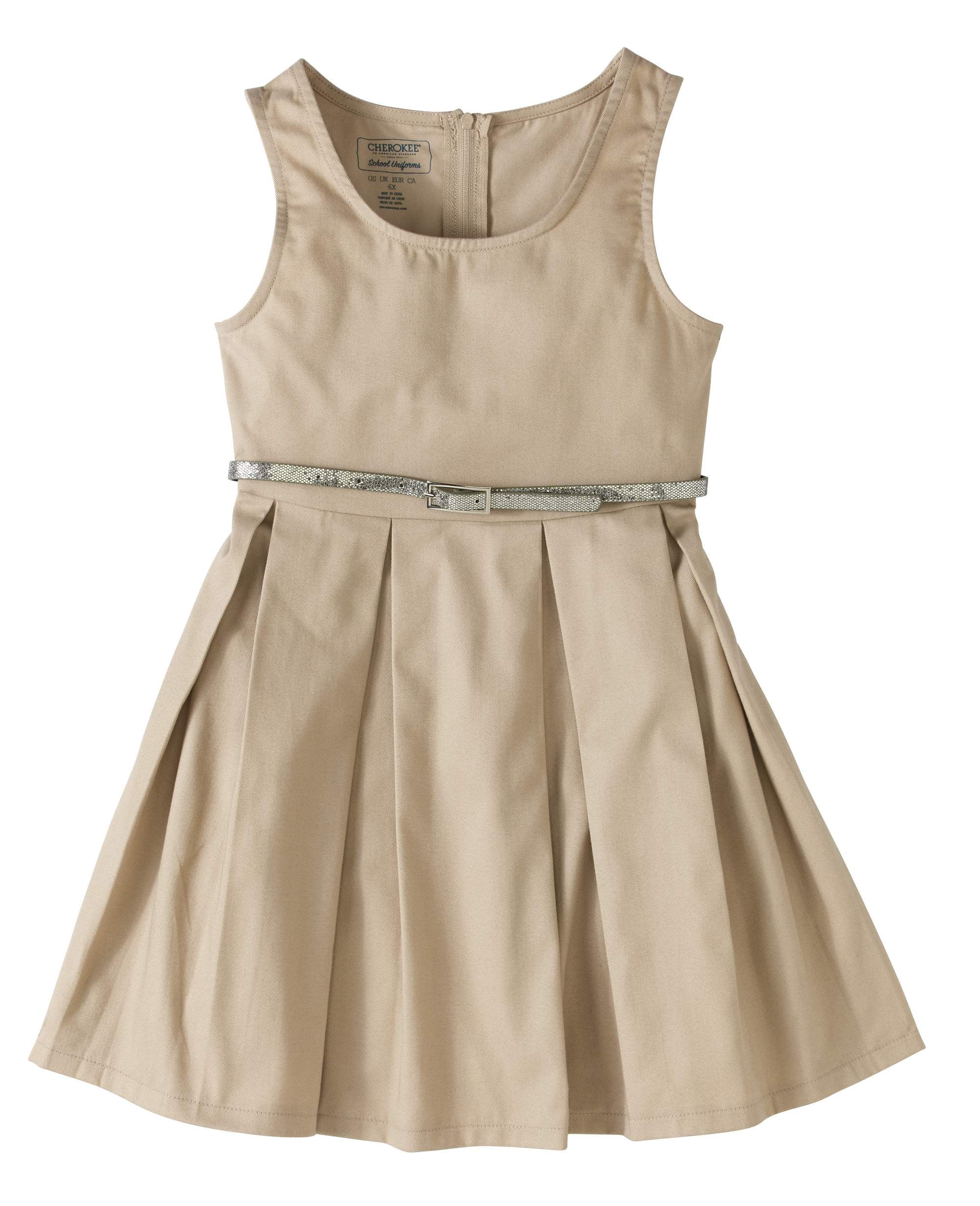 Cherokee Cherokee School Uniform Twill Belted Jumper (Little Girls