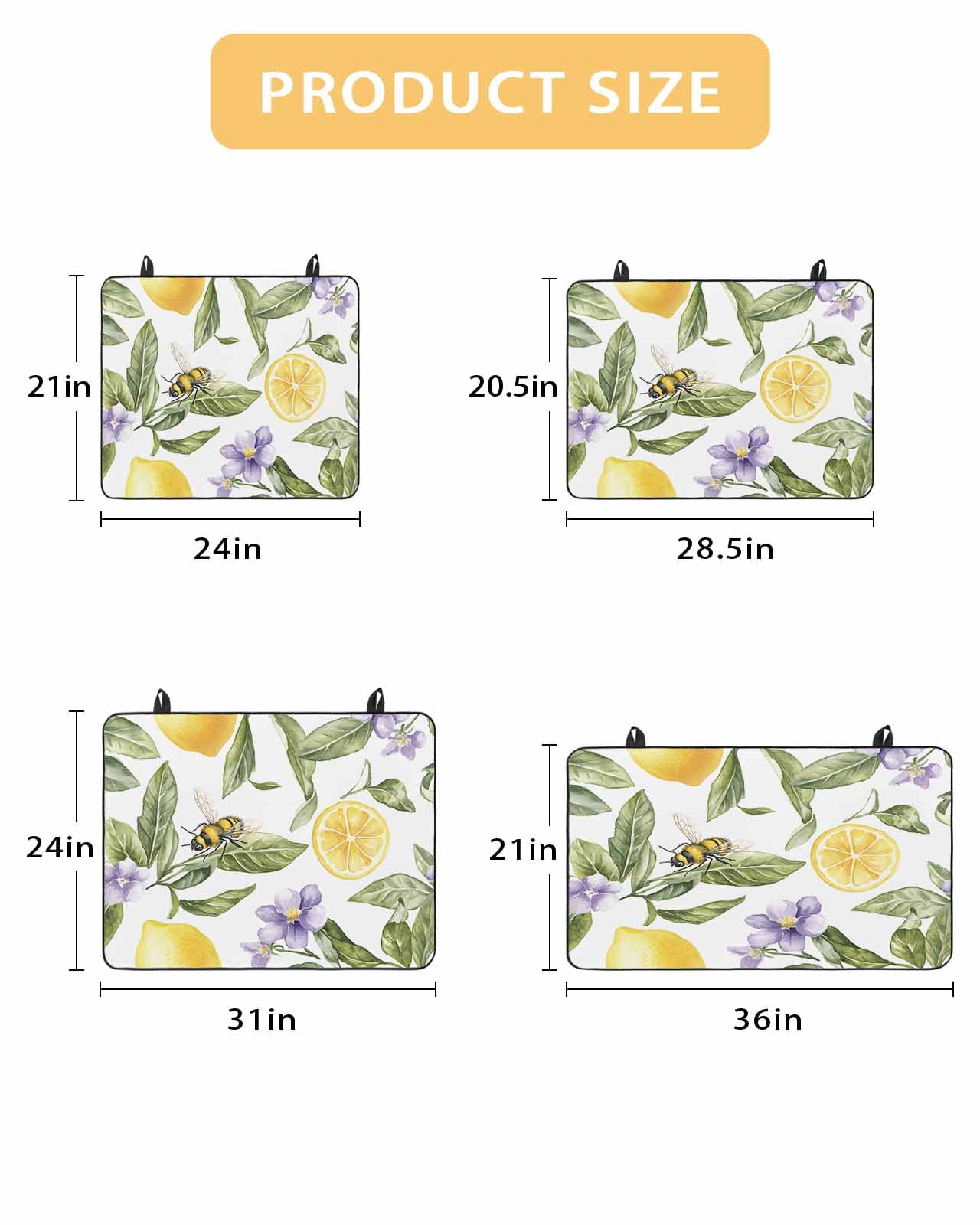 nqOlkjepod Large Induction Cooktop Protector Mat 24"x21", Lemon Flower Stove Top Covers for Electric Stove, Yellow Fruit Floral Country Bee Summer Stove Burner Cover Mats, Glass Top Stove Cover