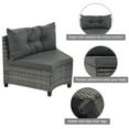 thumbnail image 6 of 8 Pieces Half-Moon Outdoor Patio Furniture Set Outdoor Sectional Rattan Sofa Set Manual Wicker Patio Conversation Set with Rectangular Coffee Table Movable Cushion for Yard(Grey), 6 of 9