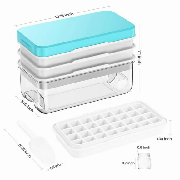 Flycity Stackable Ice Cube Tray Set with Lid and Bin – 64/96 Cubes,BPA Free,Easy-Release Ice Molds for Freezer,Includes Scoop Containers Utensils